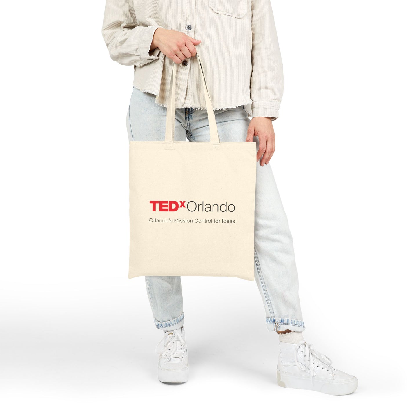 TEDxOrlando Cotton Canvas Tote Bag Slogan  'Orlando’s Mission Control for Ideas'