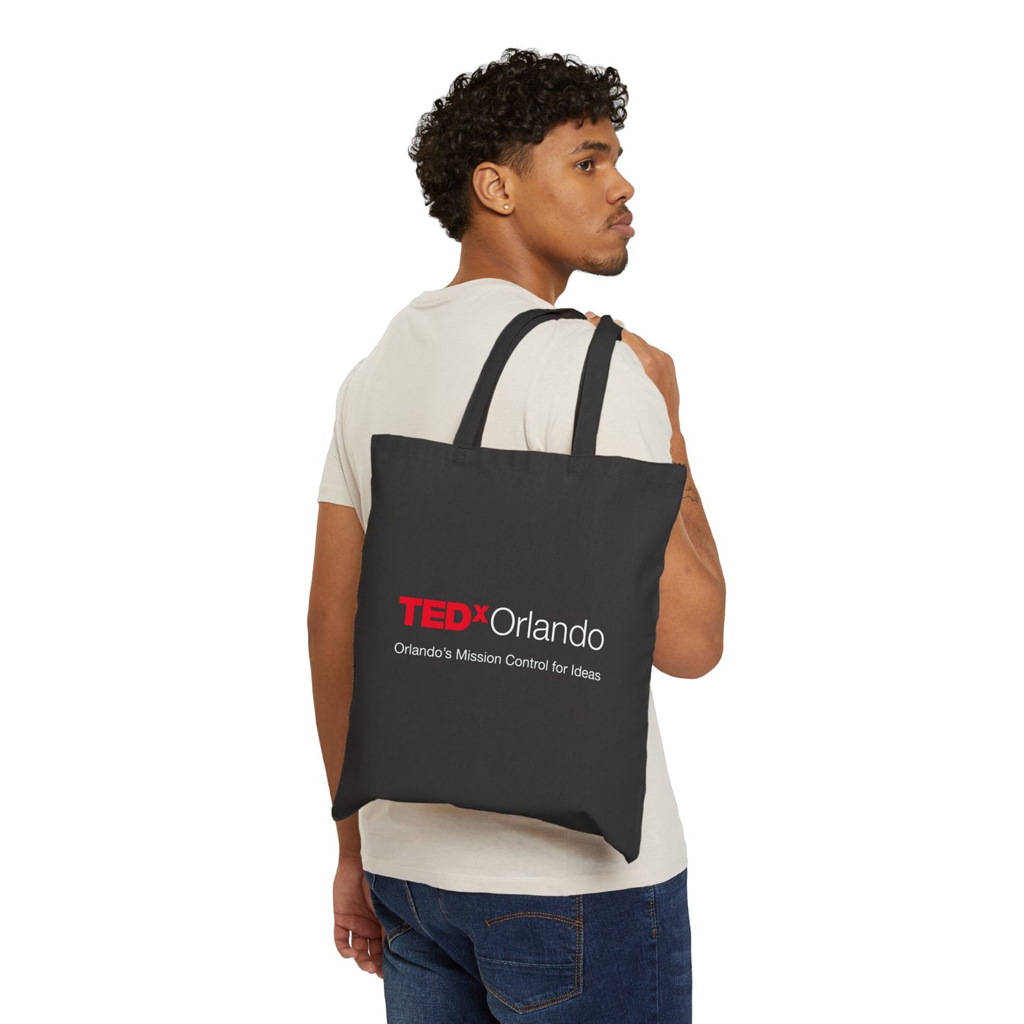 TEDxOrlando Cotton Canvas Tote Bag Slogan  'Orlando’s Mission Control for Ideas'