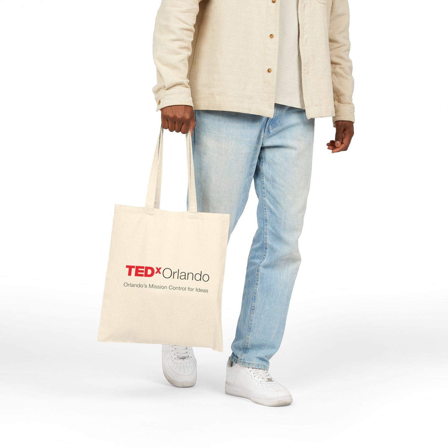 TEDxOrlando Cotton Canvas Tote Bag Slogan  'Orlando’s Mission Control for Ideas'