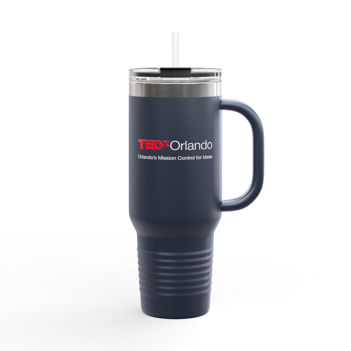 TEDxOrlando 40oz Insulated Travel Mug — Large Tumbler with Straw & Handle