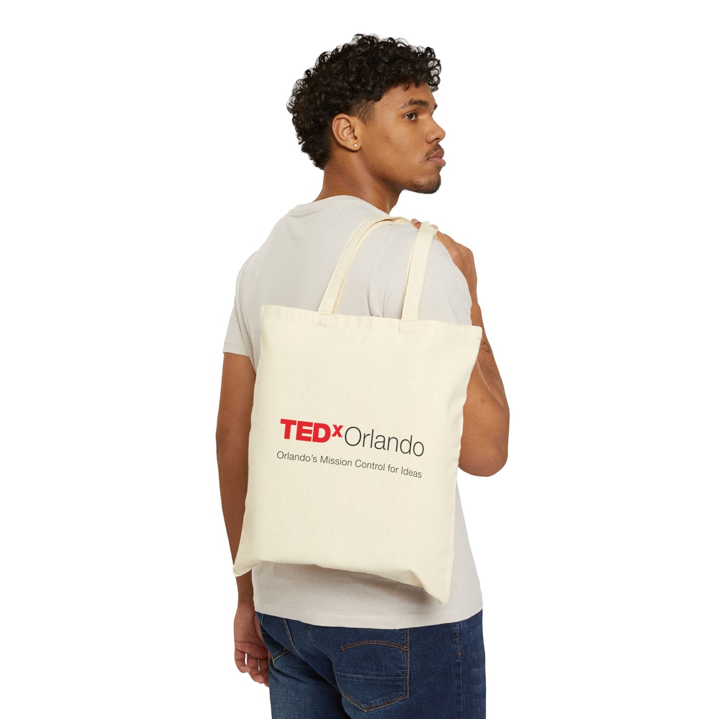TEDxOrlando Cotton Canvas Tote Bag Slogan  'Orlando’s Mission Control for Ideas'