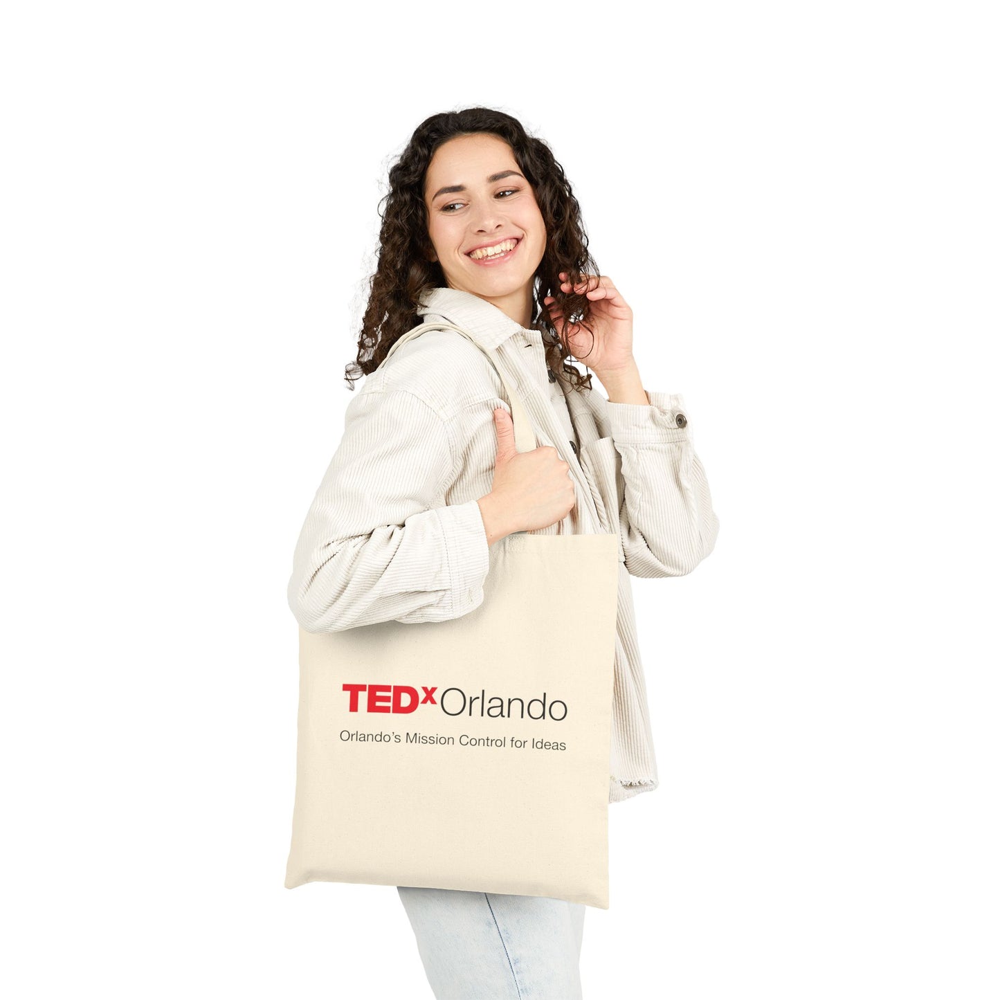TEDxOrlando Cotton Canvas Tote Bag Slogan  'Orlando’s Mission Control for Ideas'