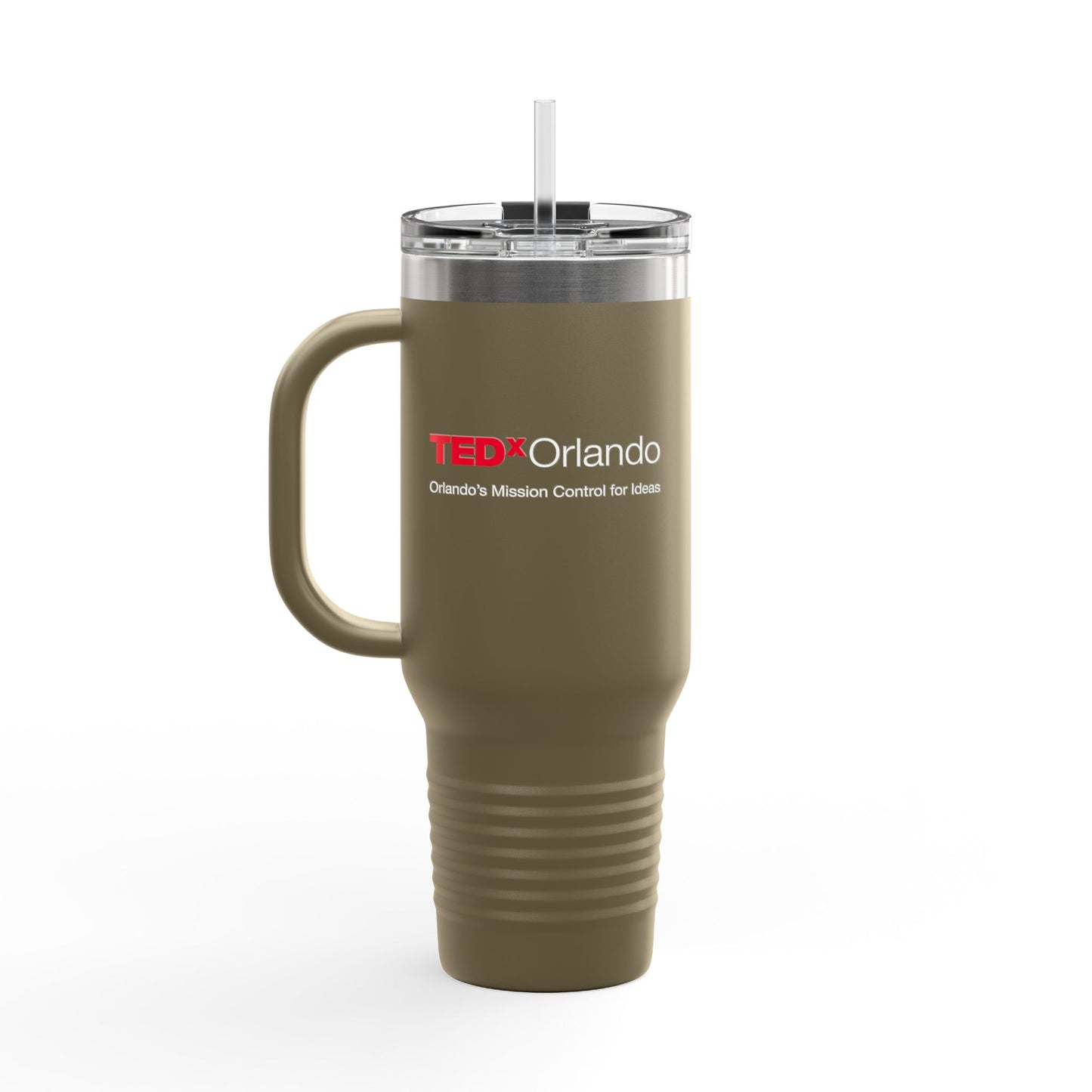 TEDxOrlando 40oz Insulated Travel Mug — Large Tumbler with Straw & Handle