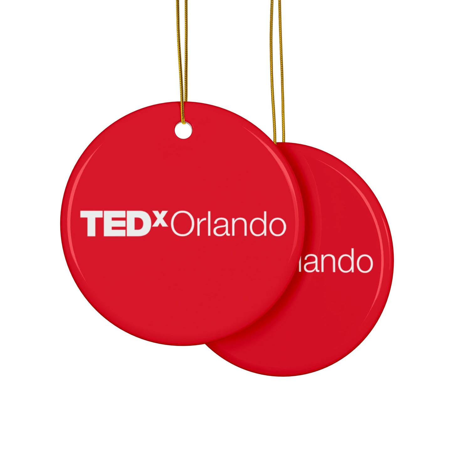 TEDxOrlando Red Ceramic Ornament — Double-Sided Christmas Holiday Décor (1–10 pcs)