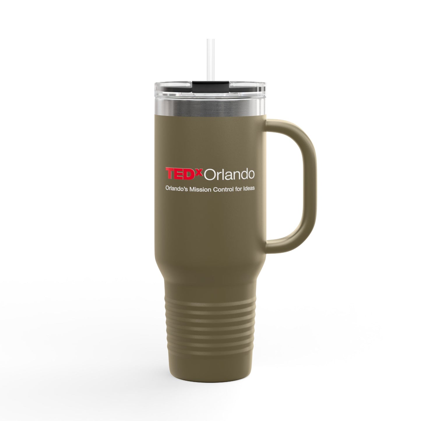 TEDxOrlando 40oz Insulated Travel Mug — Large Tumbler with Straw & Handle