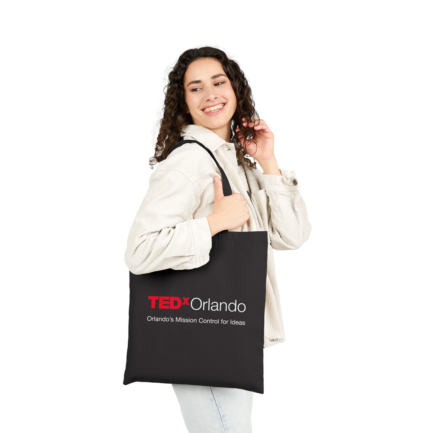 TEDxOrlando Cotton Canvas Tote Bag Slogan  'Orlando’s Mission Control for Ideas'