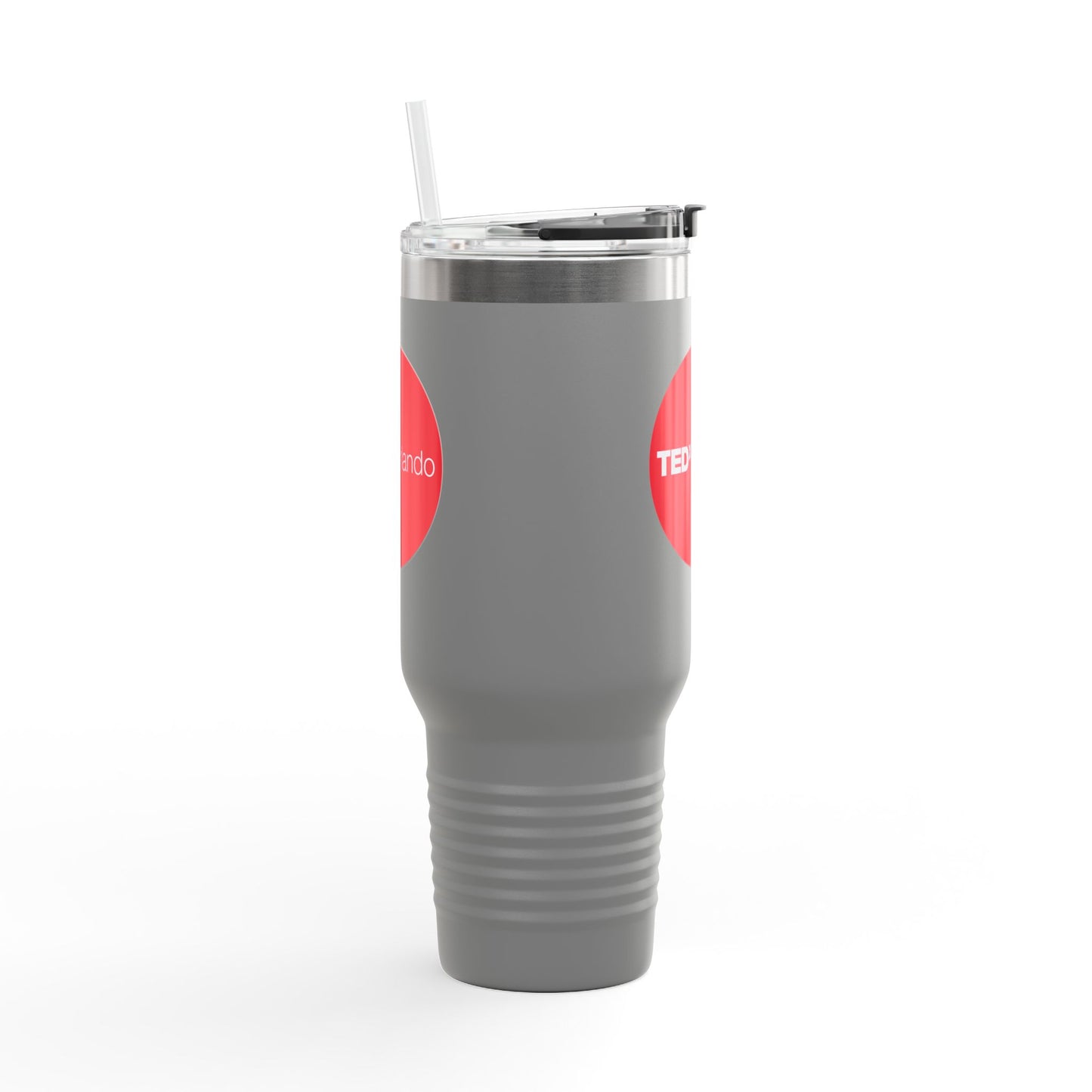 TEDxOrlando 'Red Dot Design' 40oz Insulated Travel Mug — Large Stainless Steel Tumbler with Straw & Handle