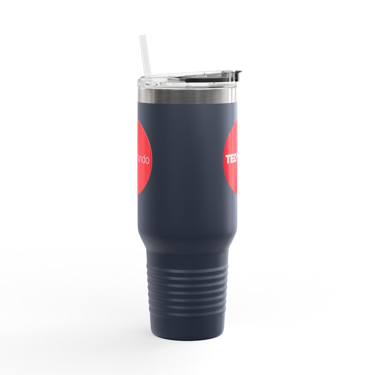 TEDxOrlando 'Red Dot Design' 40oz Insulated Travel Mug — Large Stainless Steel Tumbler with Straw & Handle