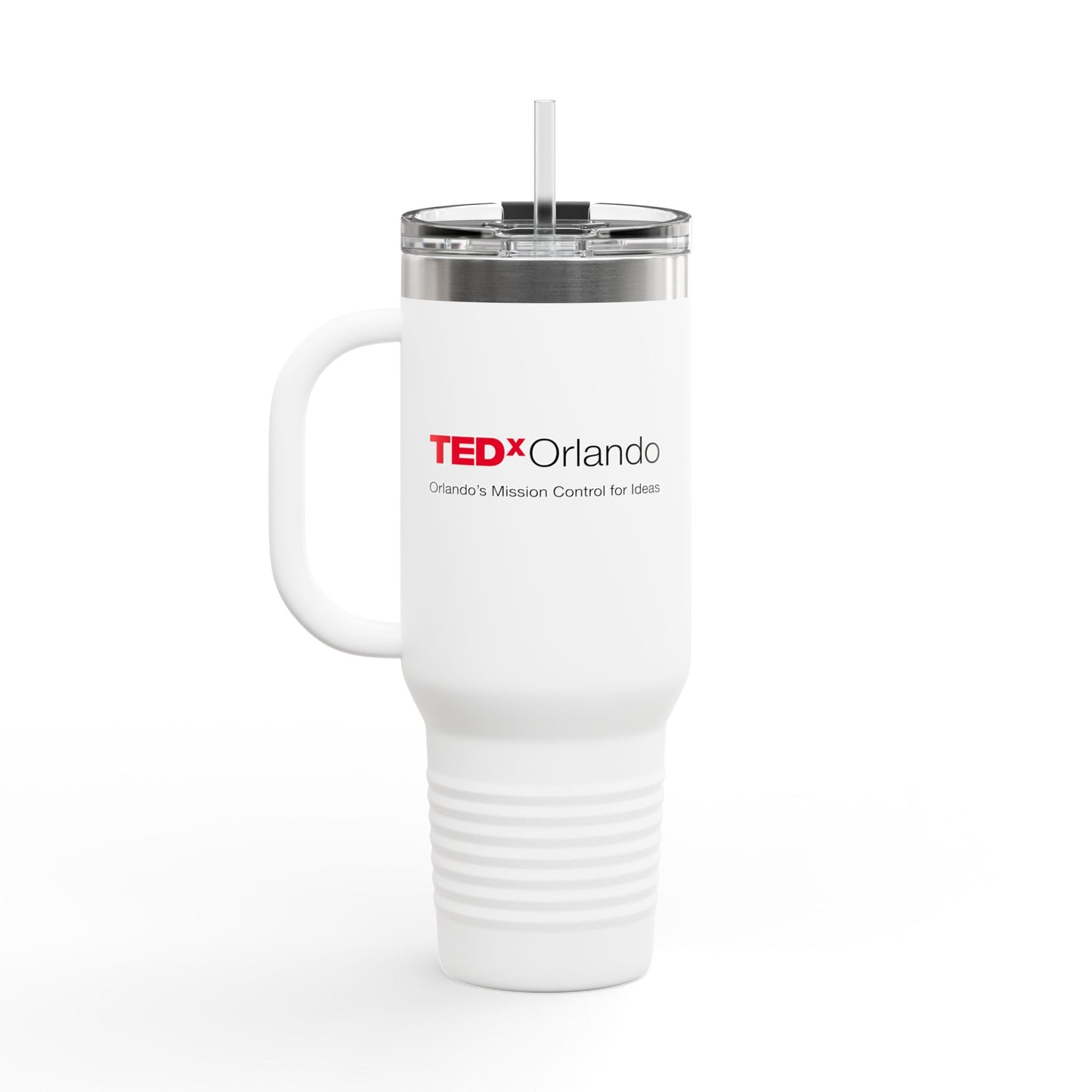 TEDxOrlando 40oz Insulated Travel Mug — Large Tumbler with Straw & Handle