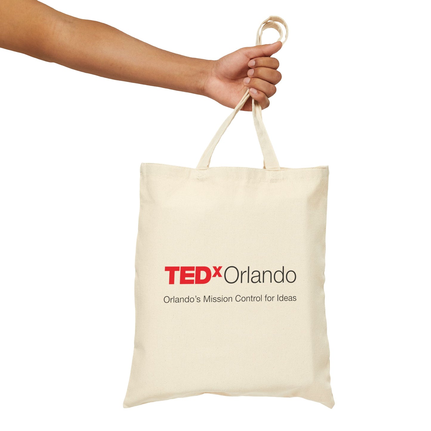 TEDxOrlando Cotton Canvas Tote Bag Slogan  'Orlando’s Mission Control for Ideas'