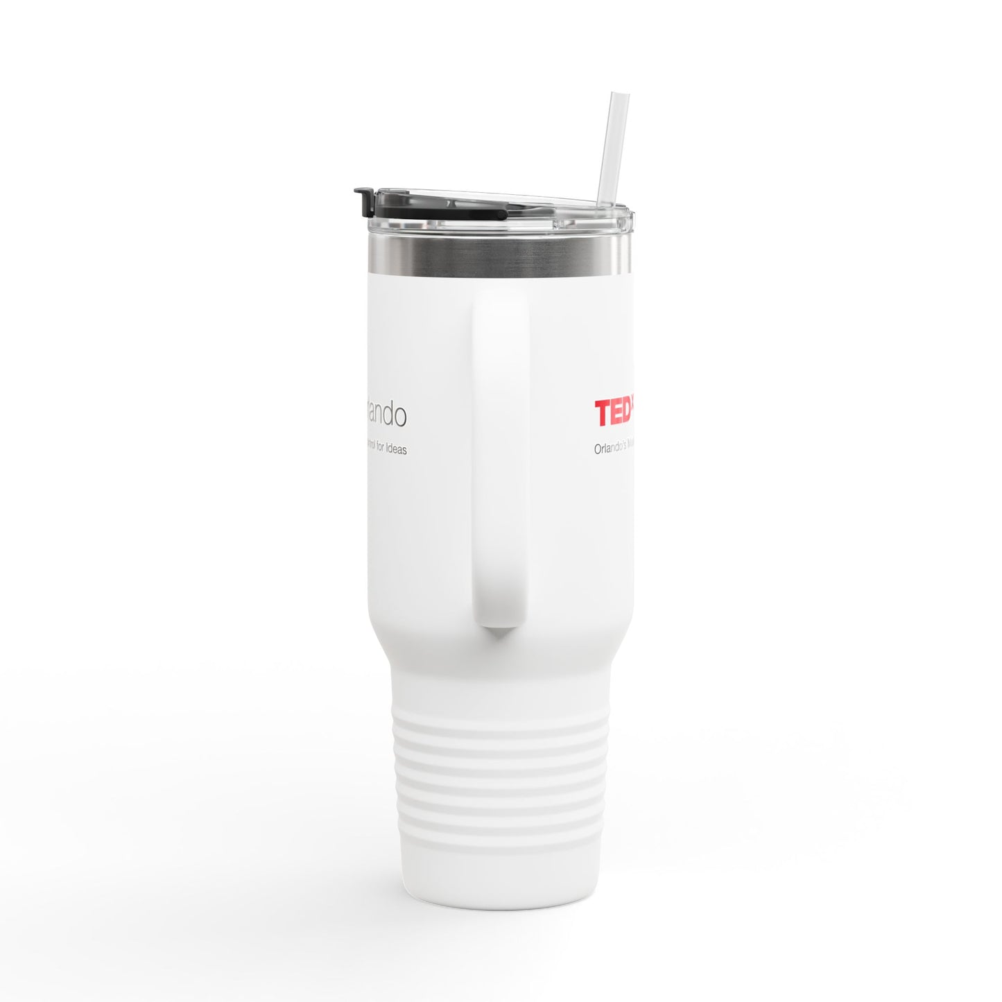 TEDxOrlando 40oz Insulated Travel Mug — Large Tumbler with Straw & Handle