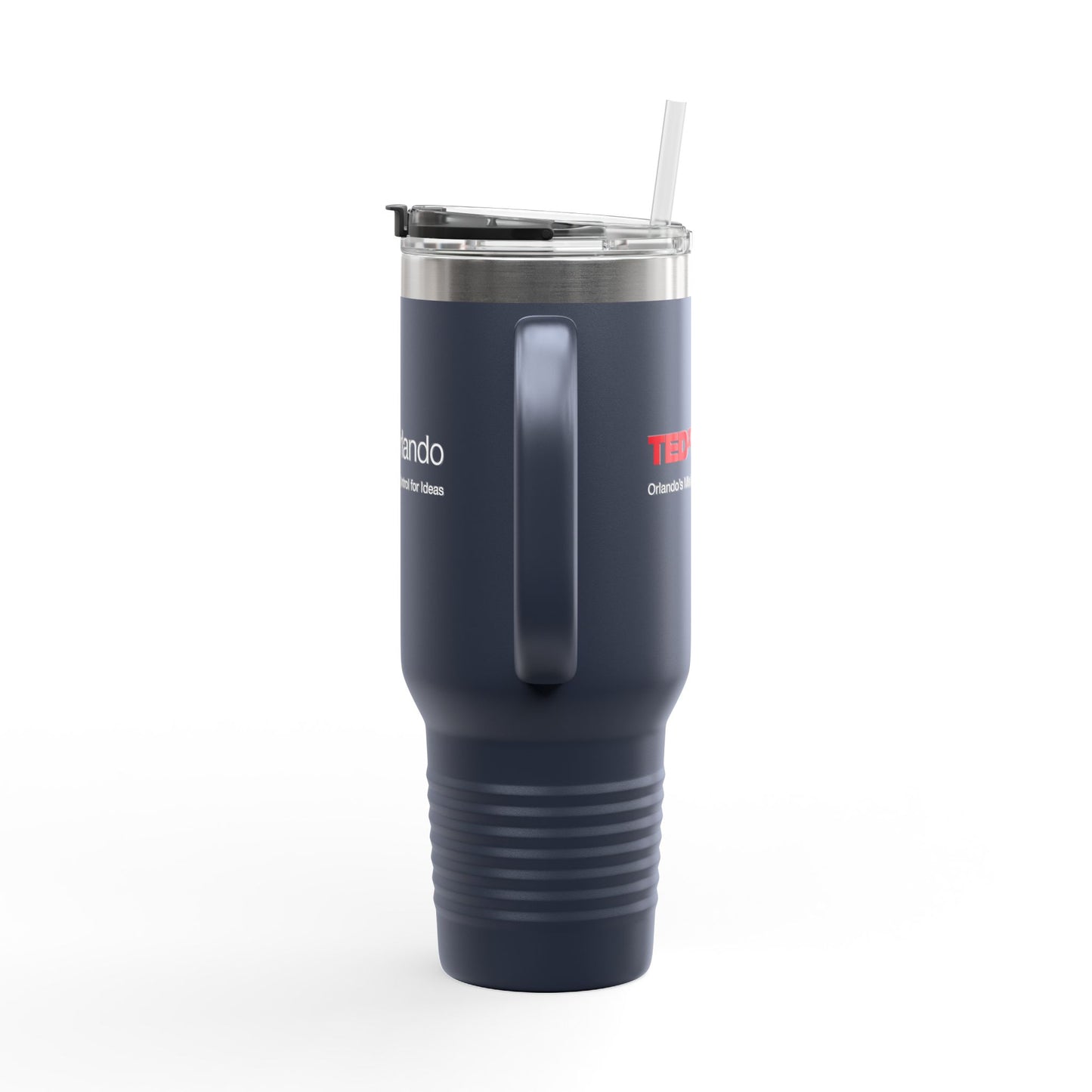 TEDxOrlando 40oz Insulated Travel Mug — Large Tumbler with Straw & Handle