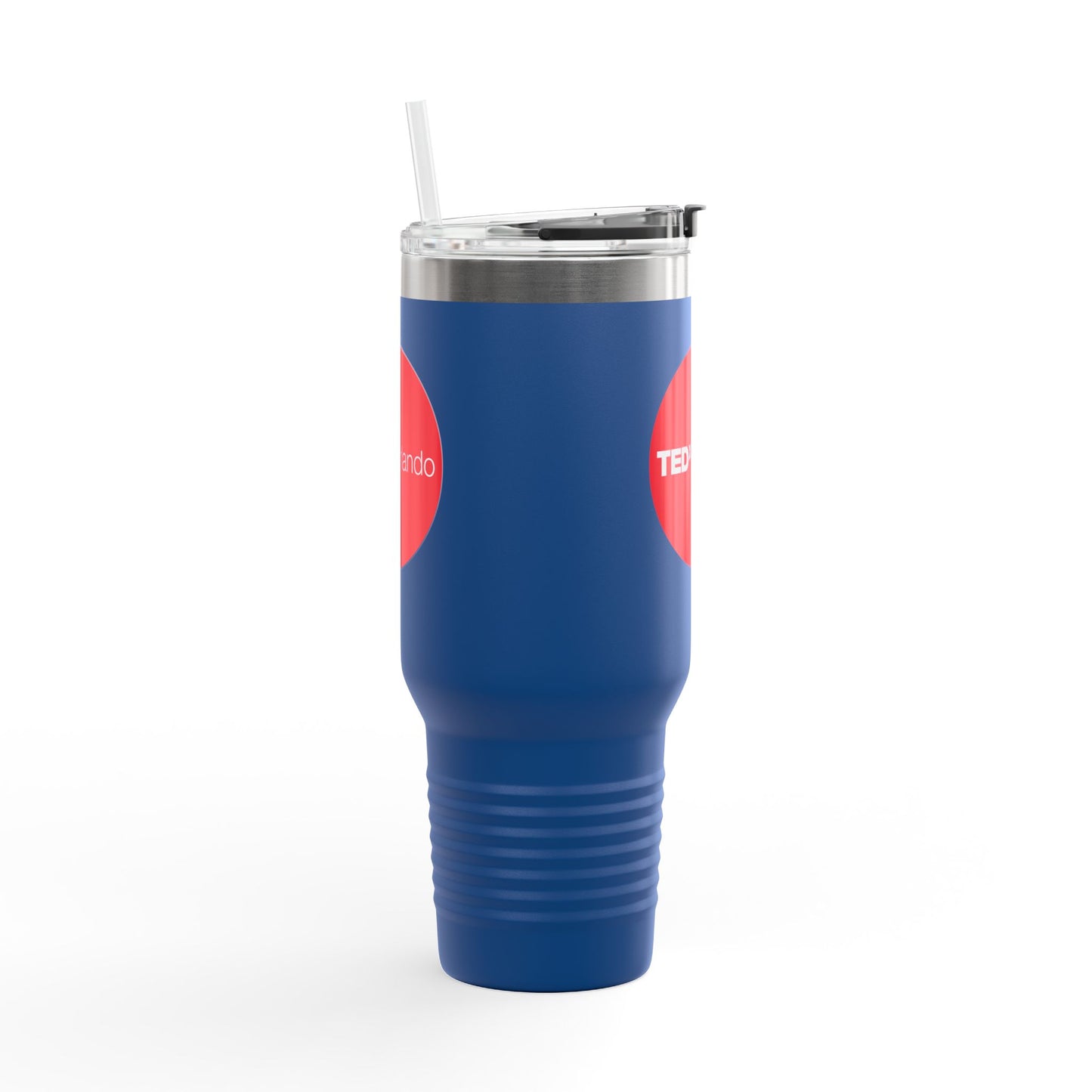 TEDxOrlando 'Red Dot Design' 40oz Insulated Travel Mug — Large Stainless Steel Tumbler with Straw & Handle