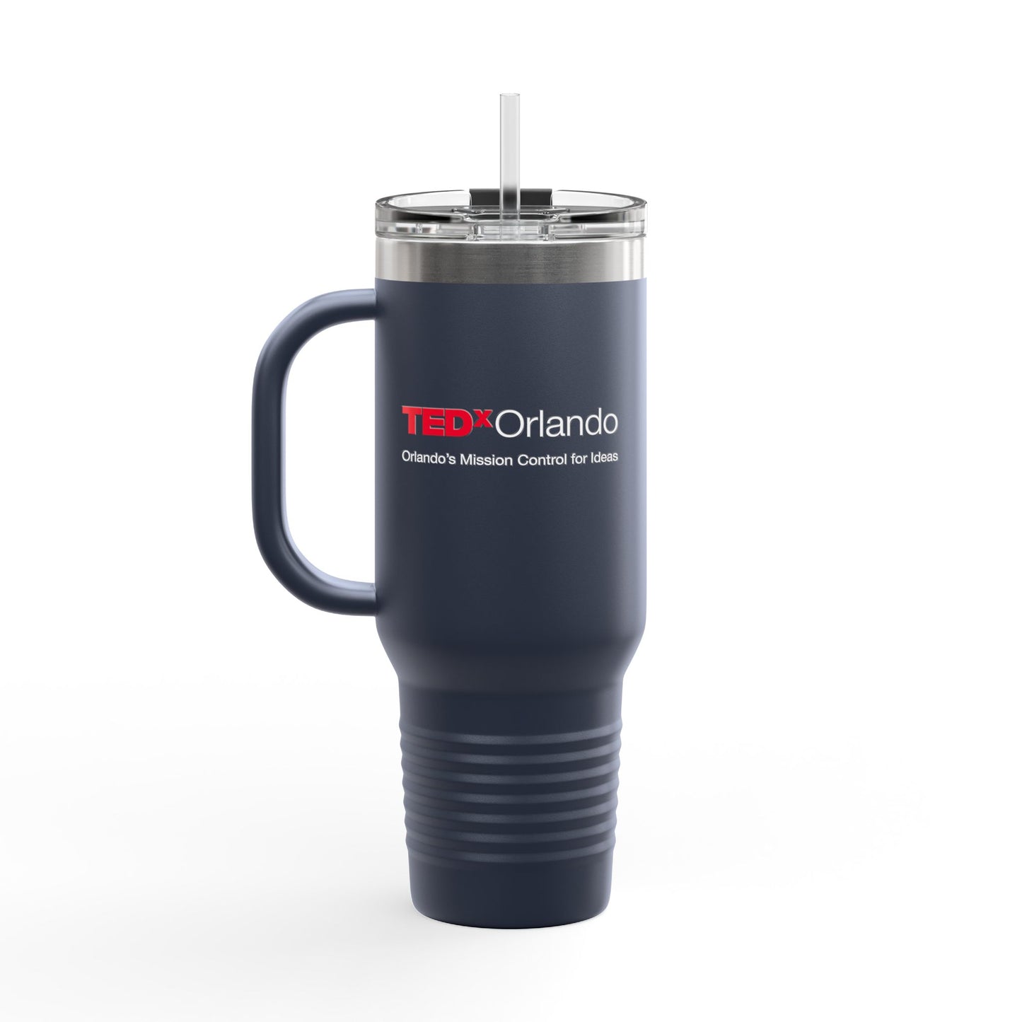 TEDxOrlando 40oz Insulated Travel Mug — Large Tumbler with Straw & Handle